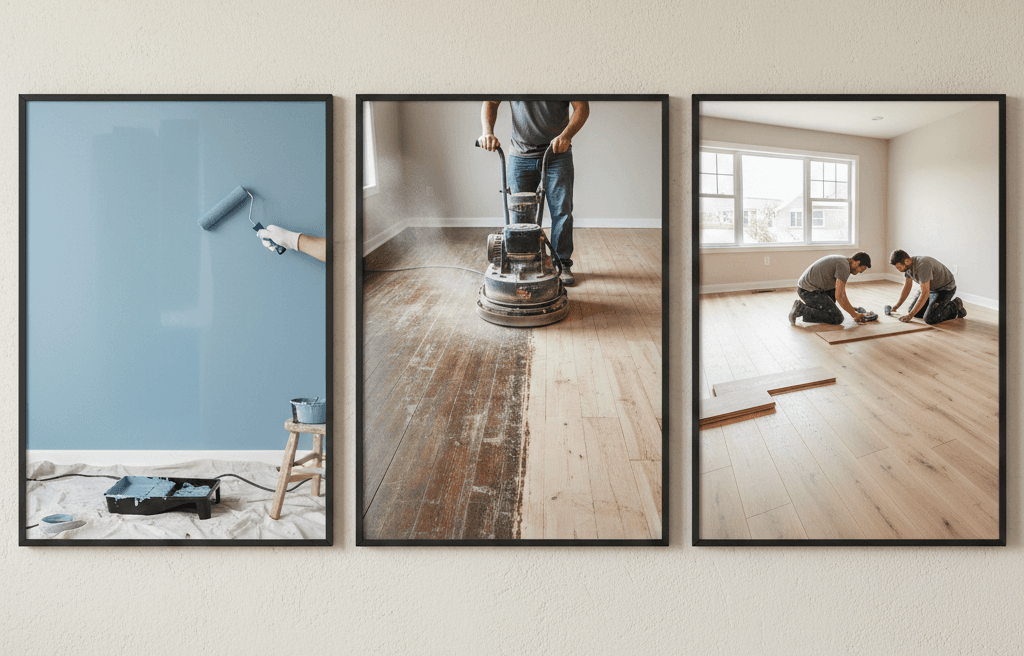 Premium home interior with hardwood floors and interior paint in Charlotte, NC